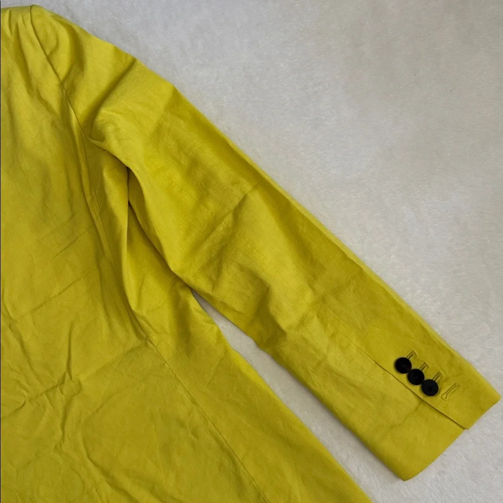Theory | Linen Double Breasted Tailor Jacket Bright Lime Eco Crunch Wash $535 - Picture 15 of 16